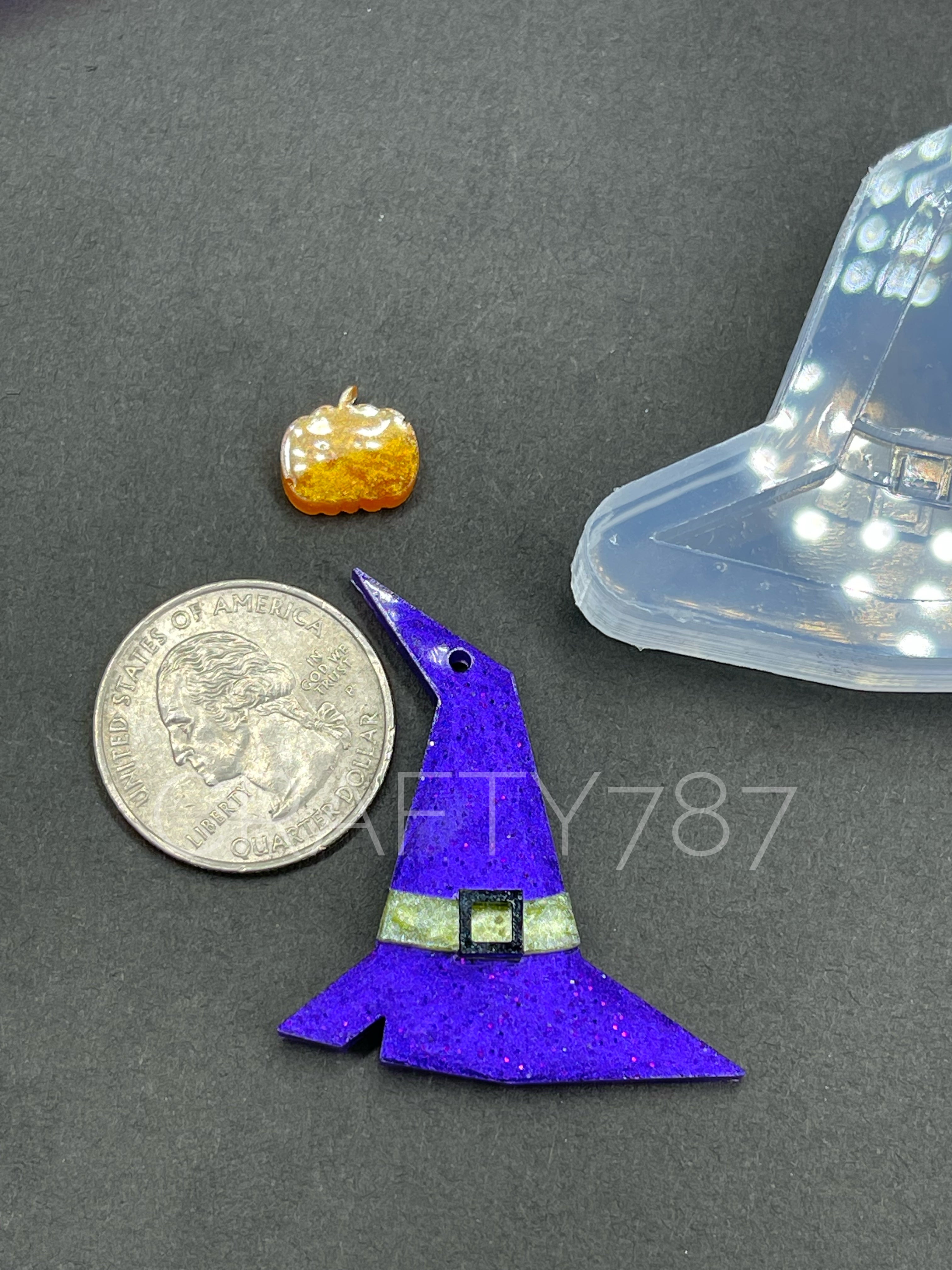 Witch Hat Dangle Earring + Mini Pumpkin Silicone Mold(C4)