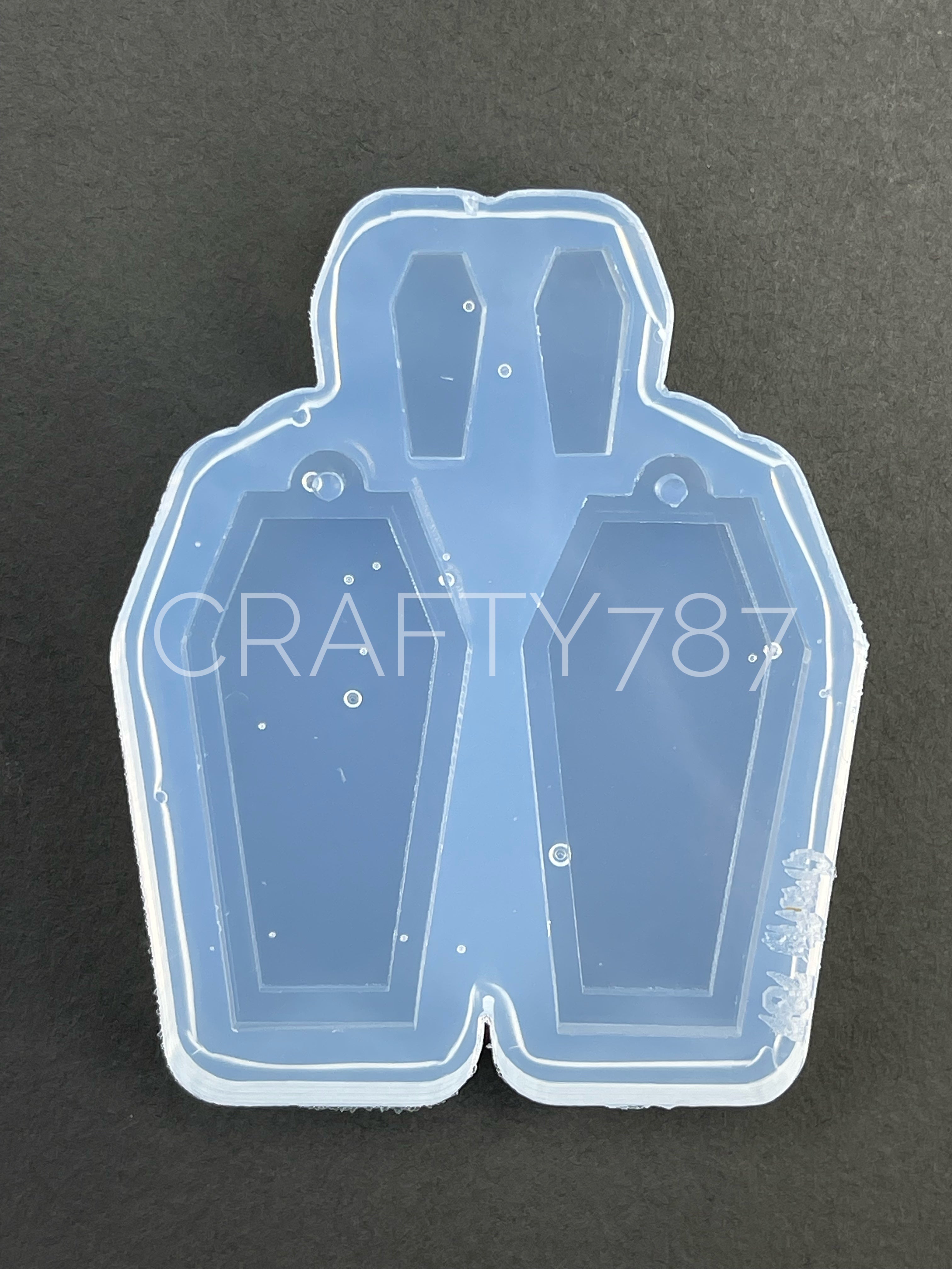 Coffin 1.7in Dangle Earring Layer Silicone Mold(C5)