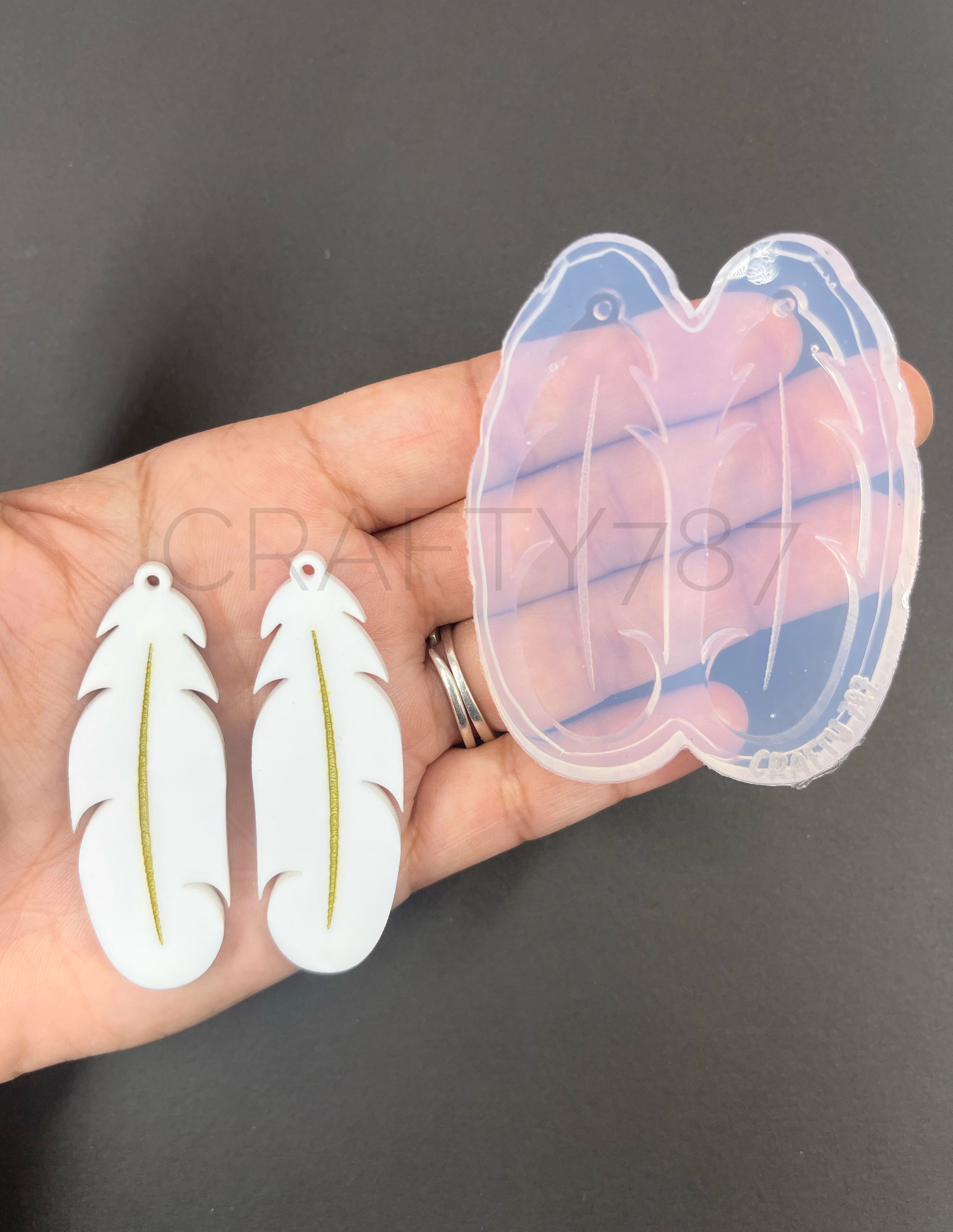 Feather Pluma Dangle Earring Silicone Mold 2.1in (D3)