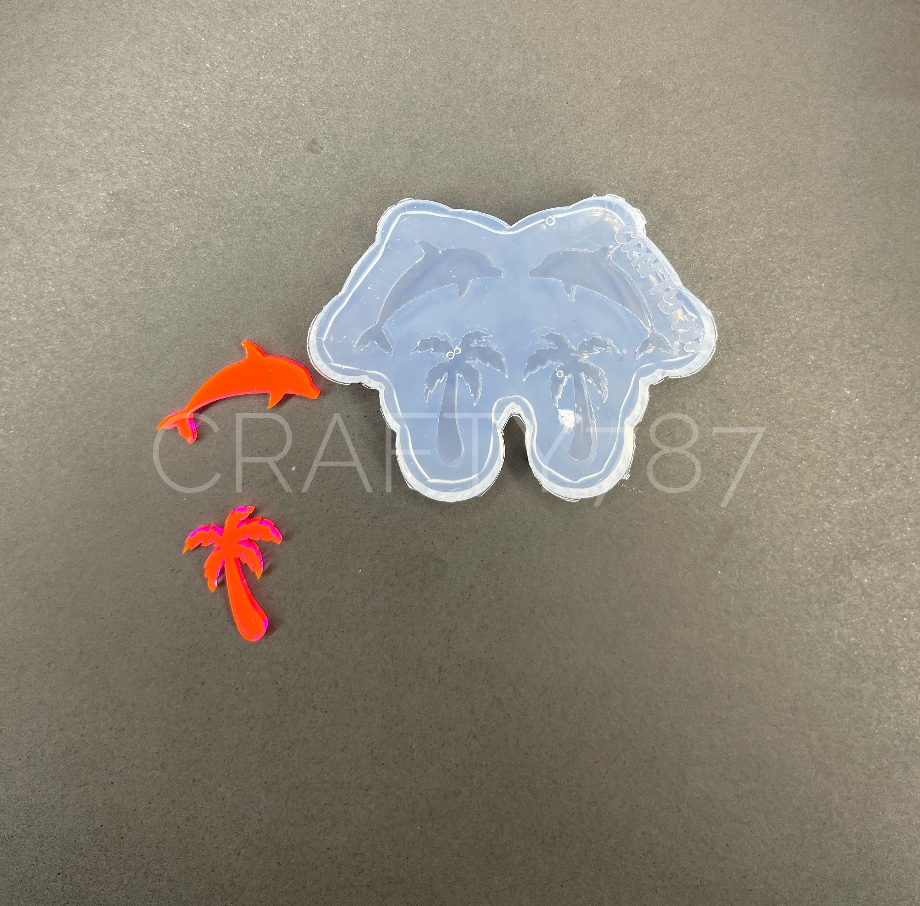 Dolphin & Palm Earring Silicone Mold, Summer Mold (A13)