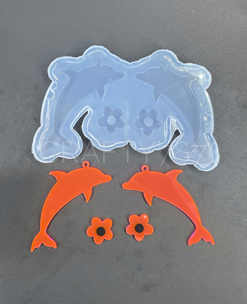 Dolphin Dangle Earring Silicone Mold and Flower stud (C13)