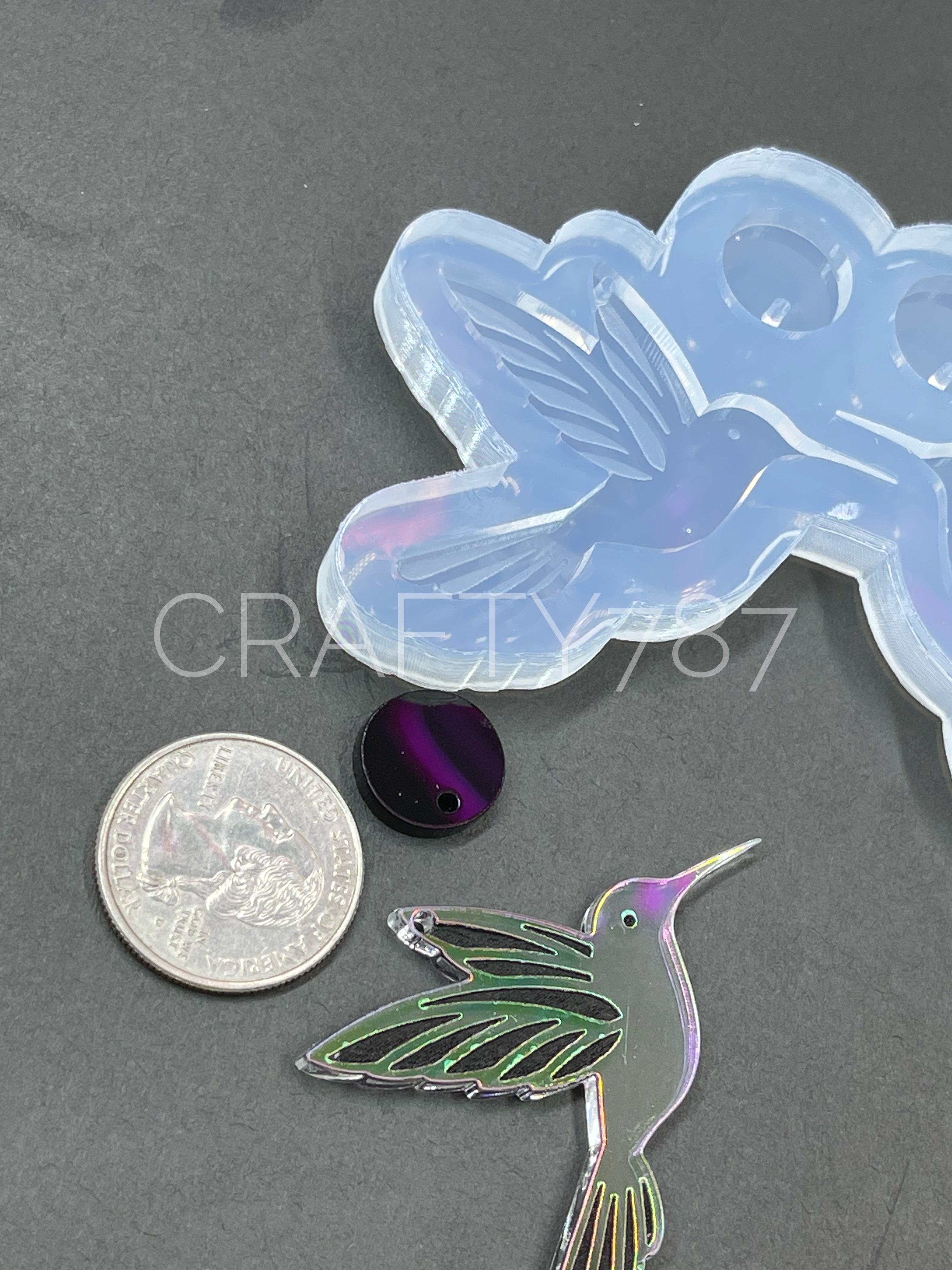 Hummingbird Dangle Earring Silicone Mold (D5)