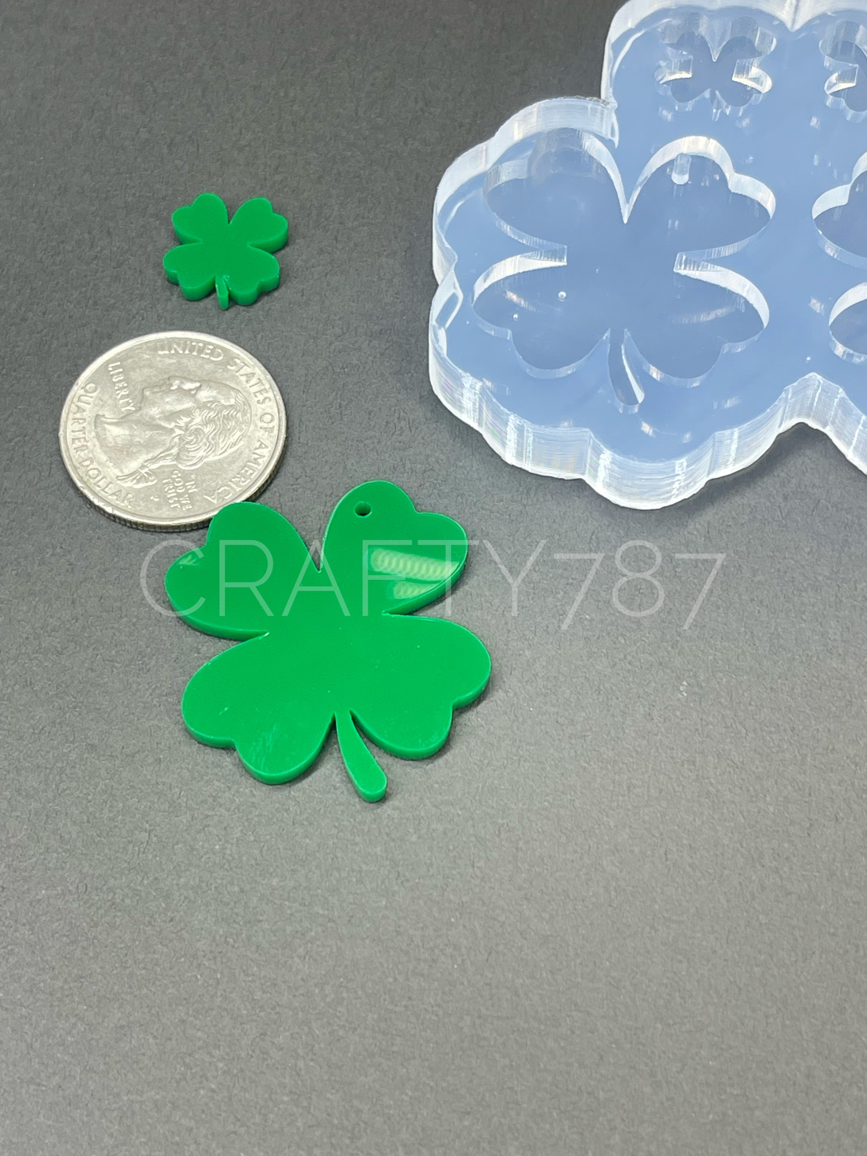 Four Leaf Clover Shamrock Earring Silicone Mold (D5)