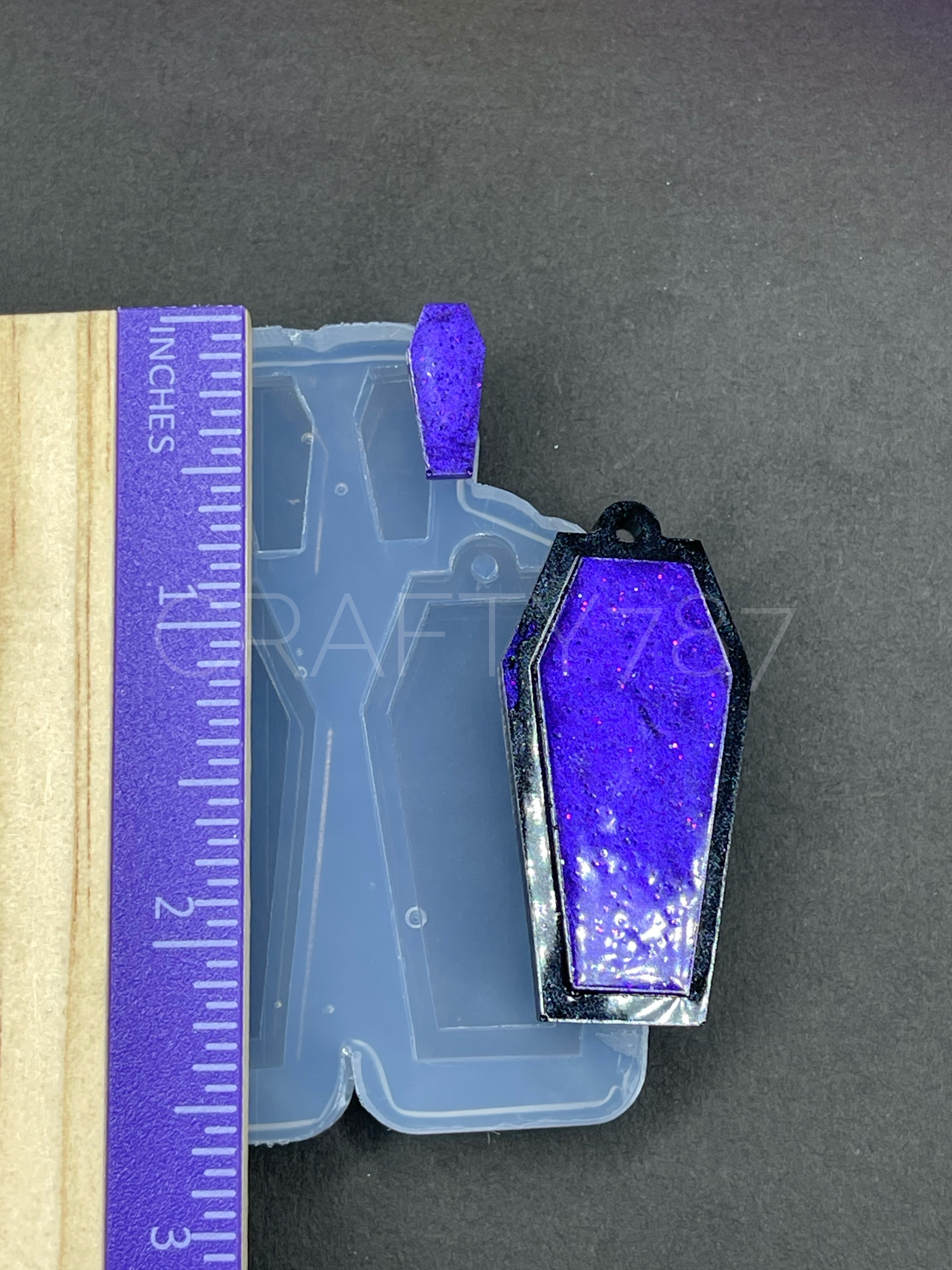 Coffin 1.7in Dangle Earring Layer Silicone Mold(C5)